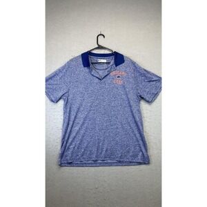 Chicago Cubs Shirt Womens XL Blue MLB Baseball Heathered Split Neck Short Sleeve